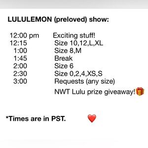 Schedule for LIVE Show!